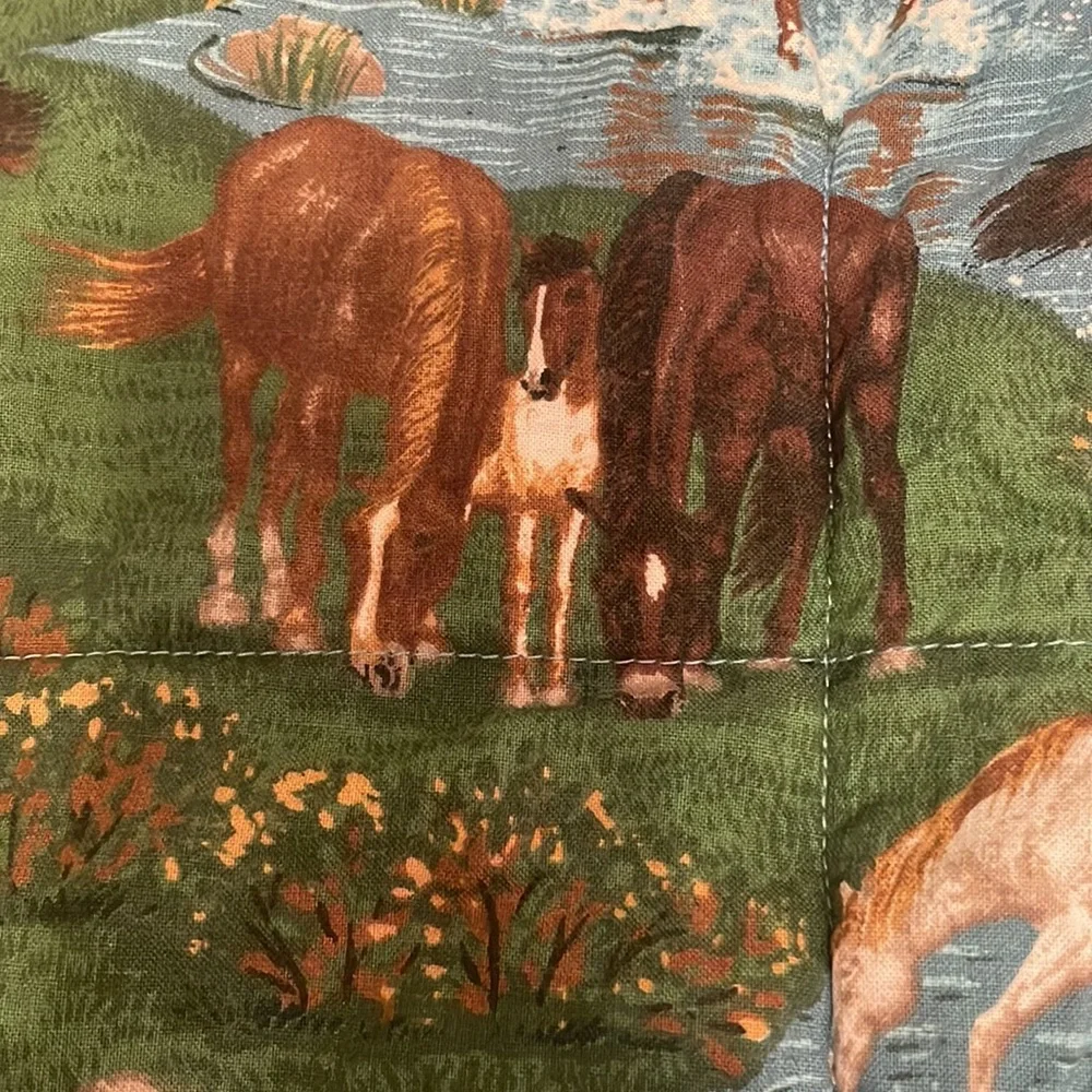 comforter & matching pillow bedding set horses girls or boys blue